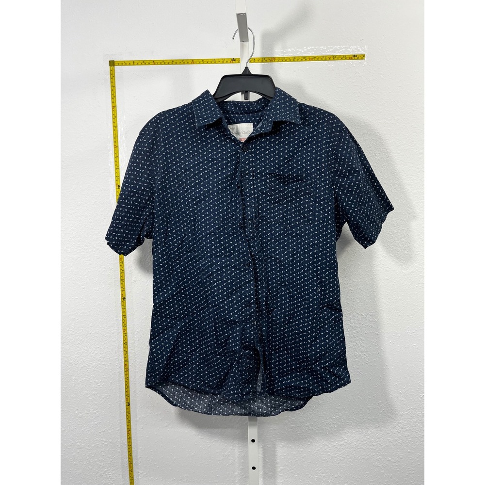 Sovereign Code Mens Navy Paisley Polka Dot Short Sleeve Button Down Shirt Small